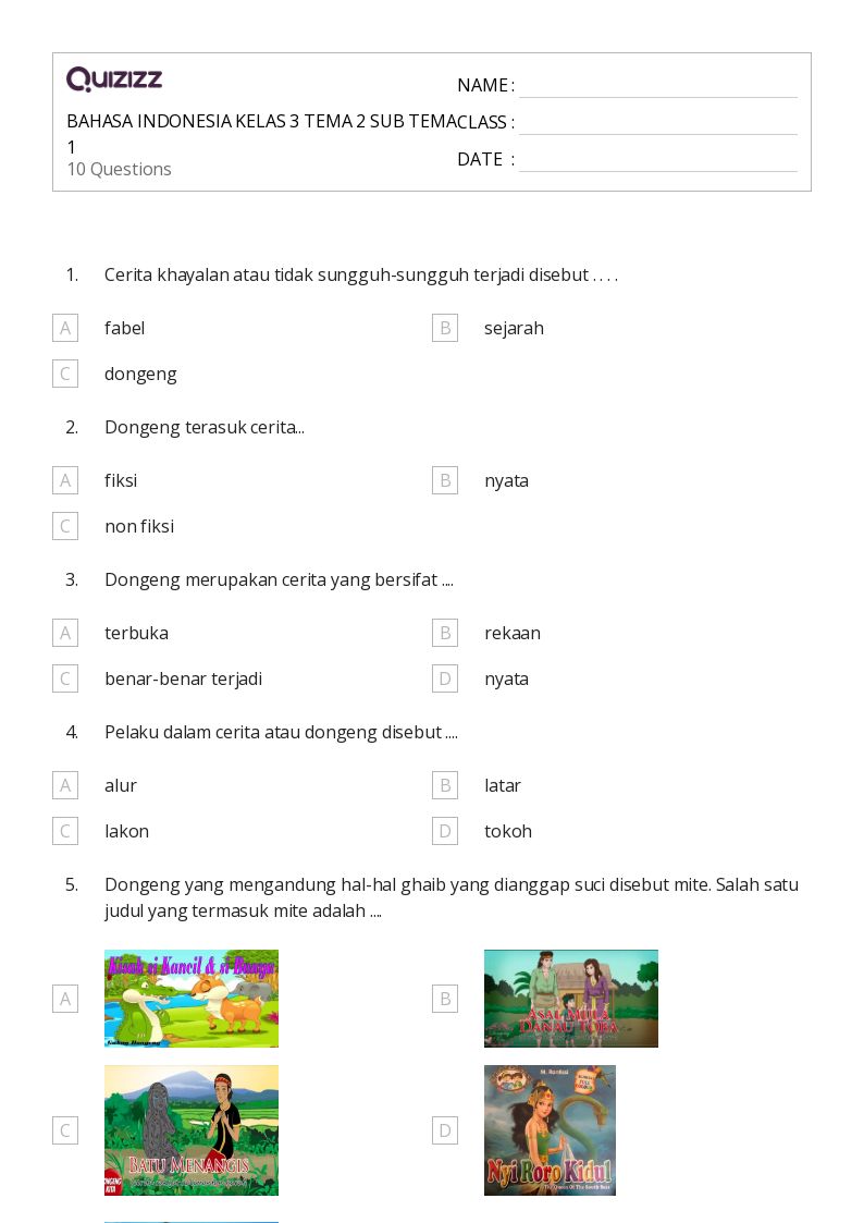 50 lembar kerja Fiksi untuk Kelas 3 di Quizizz Gratis Dapat Dicetak 50 lembar kerja Fiksi untuk Kelas 3 di Quizizz Gratis Dapat Dicetak