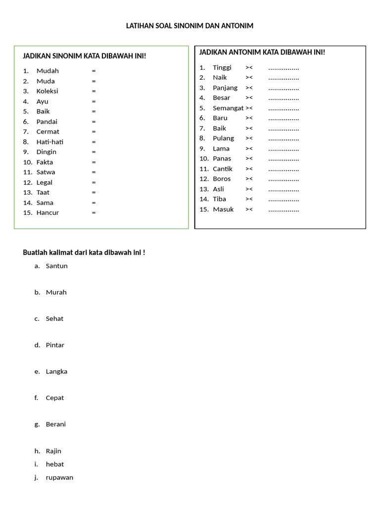 7 Soal Sinonim Kelas 3 SD Siap Cetak Gratis, Wajib Dicoba Sebelum Terlambat