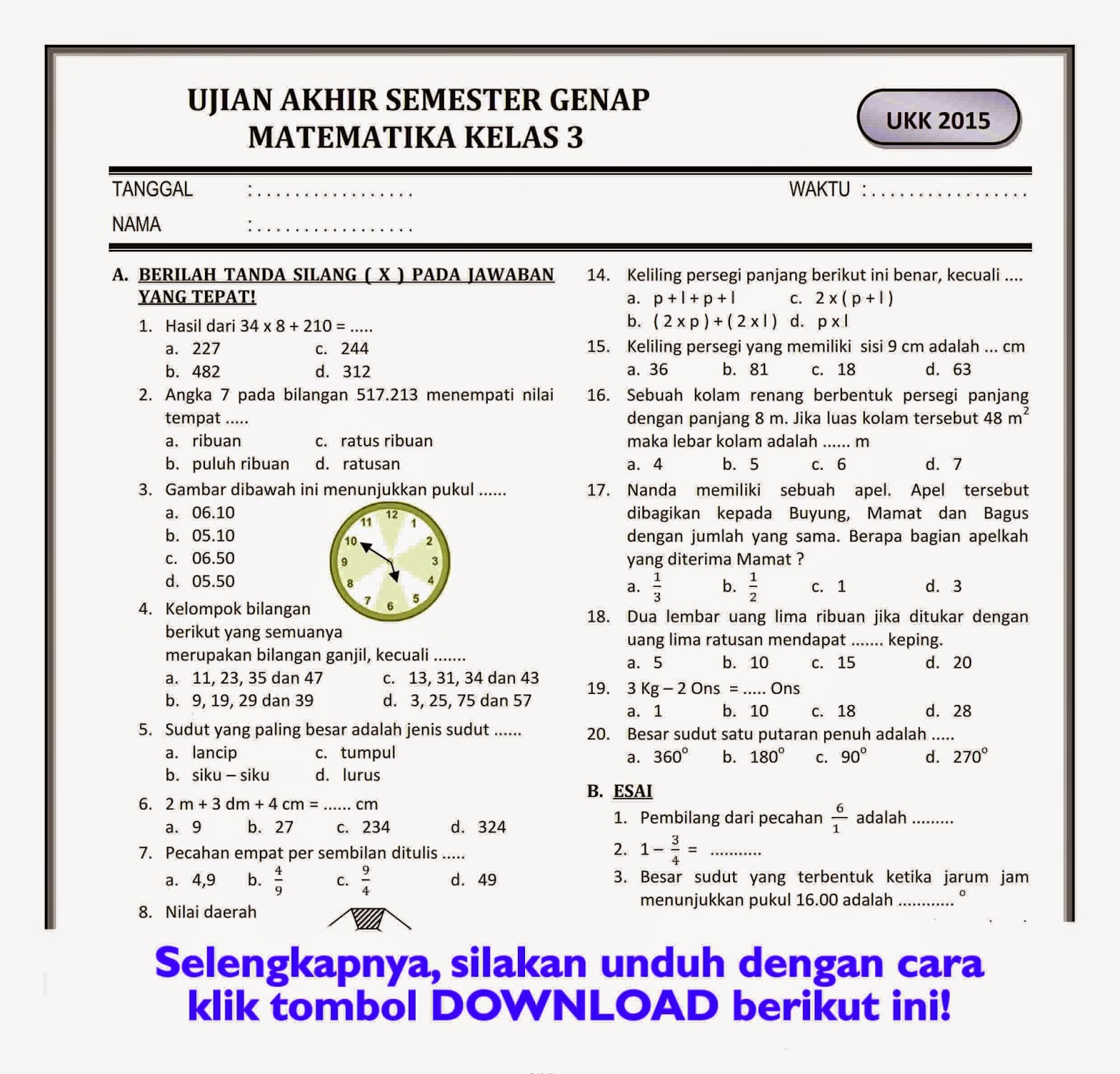 Rahasia 5 Soal PAS Tema 8 Kelas 3 Semester 2 Terbaru 2026