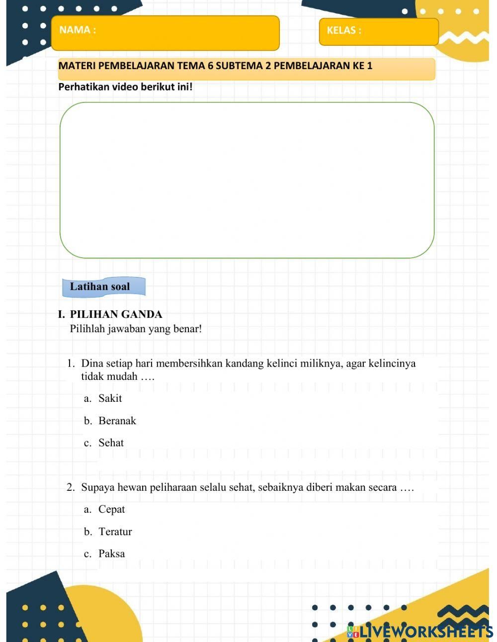 LKPD Kelas 2 Tema 6 Subtema 2 worksheet 2025 LKPD Kelas 2 Tema 6 Subtema 2 worksheet 2025