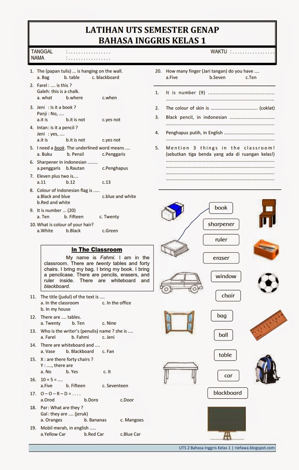 Materi Bahasa Inggris Kelas 5 Semester 2 - Piffle me Materi Bahasa Inggris Kelas 5 Semester 2 - Piffle me