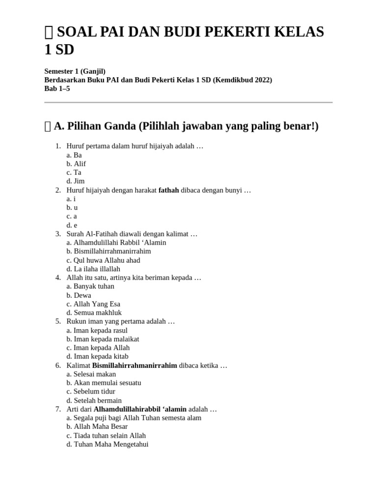5 Fakta Mengejutkan tentang Soal Budi Pekerti Kelas 1 yang Selama Ini Salah Dipahami