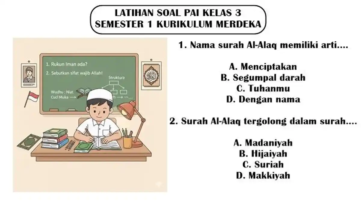 5 Soal PAI Kelas 3 Semester 1 Kurikulum Merdeka yang Sering Muncul, Wajib Tahu Sebelum Ujian