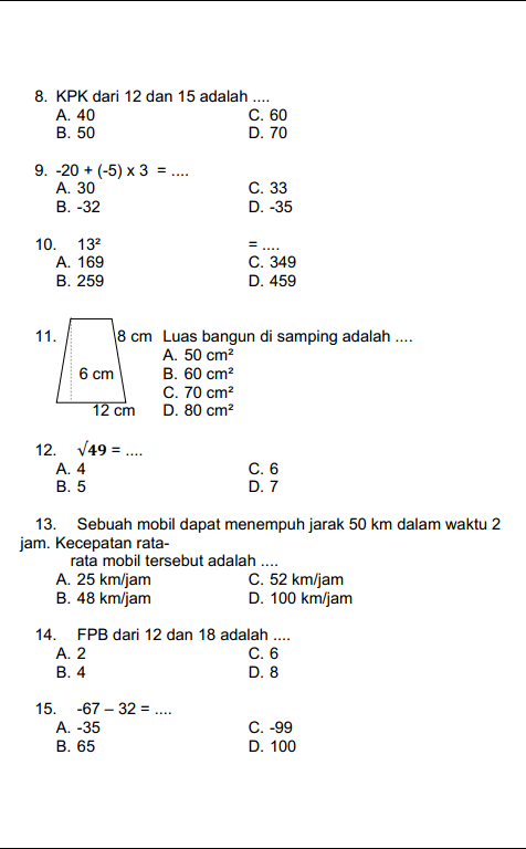 7 Soal Matematika Kelas 9 Semester 1 dan Kunci Jawaban yang Wajib Kamu Kuasai di 2026