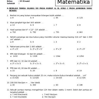 Download Soal PAS Matematika Kelas 4 Semester 1 Kurikuum 2013? Ternyata Ini Bocorannya!