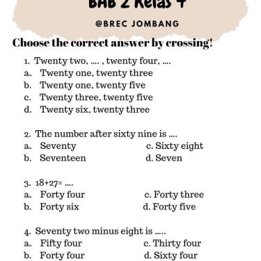 Download Soal PAT Bahasa Inggris Kelas 4 Semester 2 – 7 Lembar Kerja Siap Cetak dari Bimbel Brilian