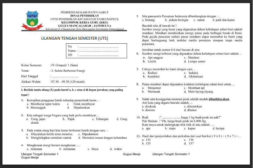 7 Rahasia Menguasai Contoh Soal UTS Semester 1 Kelas 4 K13 yang Jarang Diketahui