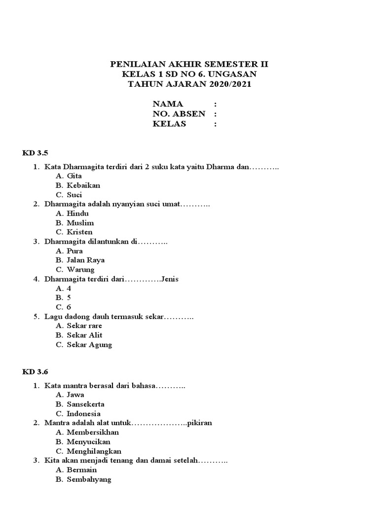 Akhirnya Tahu 7 Contoh Soal UAS SD Kelas 1 Semester 2 yang Sering Muncul dan Wajib Anak Kuasai Sebelum Ujian