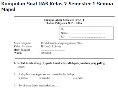 Akhirnya Terungkap 5 Contoh Soal UAS SD Kelas 2 Semester 1 Kurikulum 2013 yang Sering Muncul