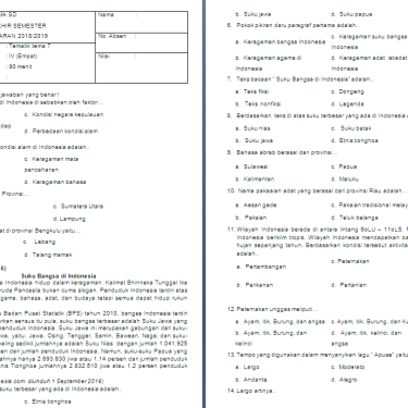 Download Soal PAS SD Kelas 4 Tema 7 Lengkap Kunci Jawaban untuk Persiapan Ujian 2026