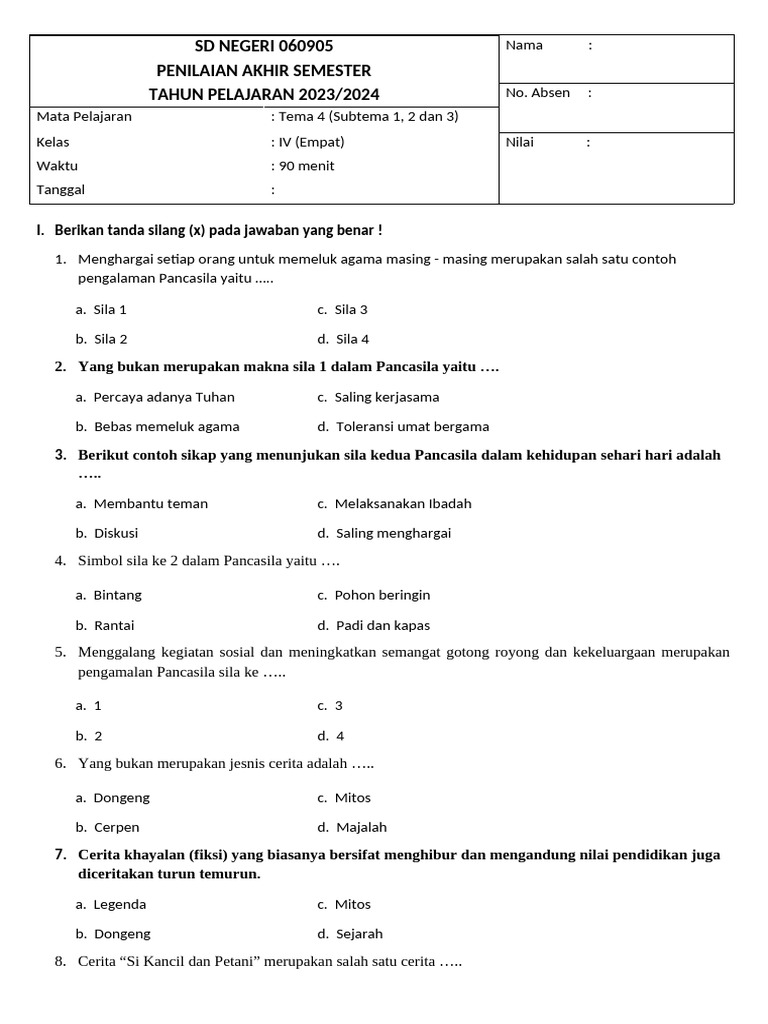 Inilah 5 Alasan Wajib Download Soal PAS Kelas 4 Tema 2 Website edukasi.com Sebelum Terlambat
