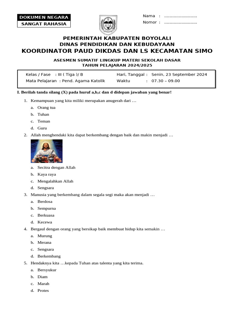 Pahami 7 Soal Agama Katolik Kelas 3 Materi Dosa Sebelum Ulangan, Ternyata Ini Kunci Jawabannya