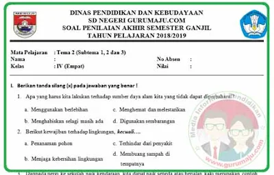 download soal pas kelas 4 tema 2 2018