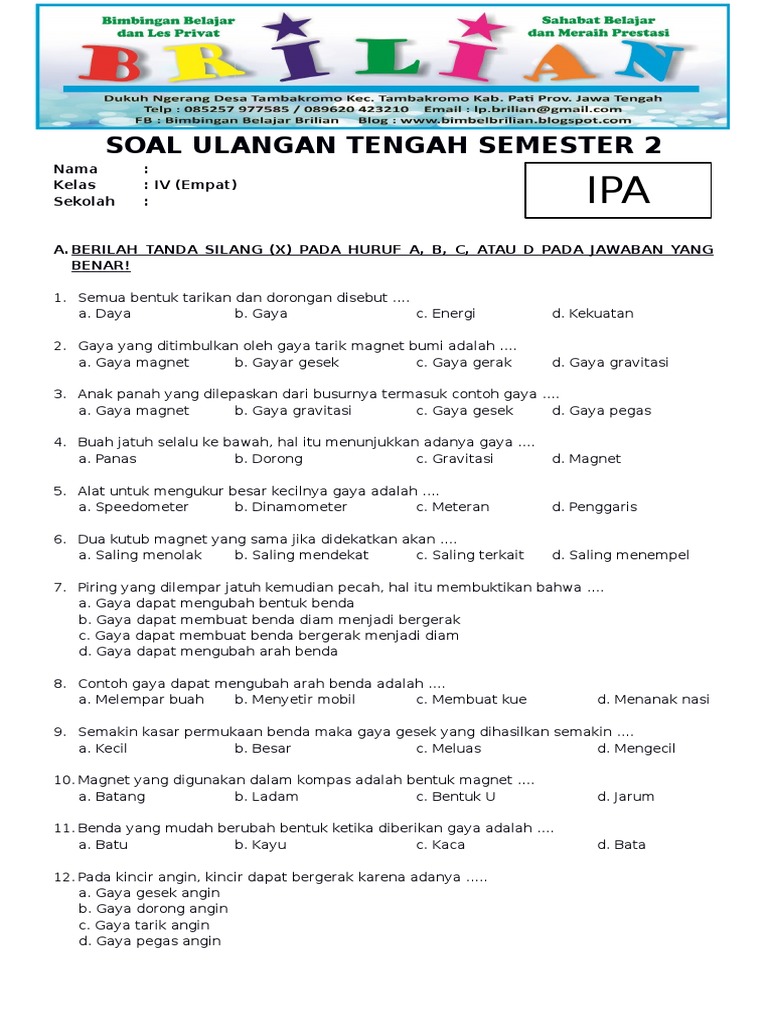 10 Soal OMI IPA MTS 2026 Bantu Siswa Pecahkan Contoh Soal UTS Semester 2 IPA Kelas 4