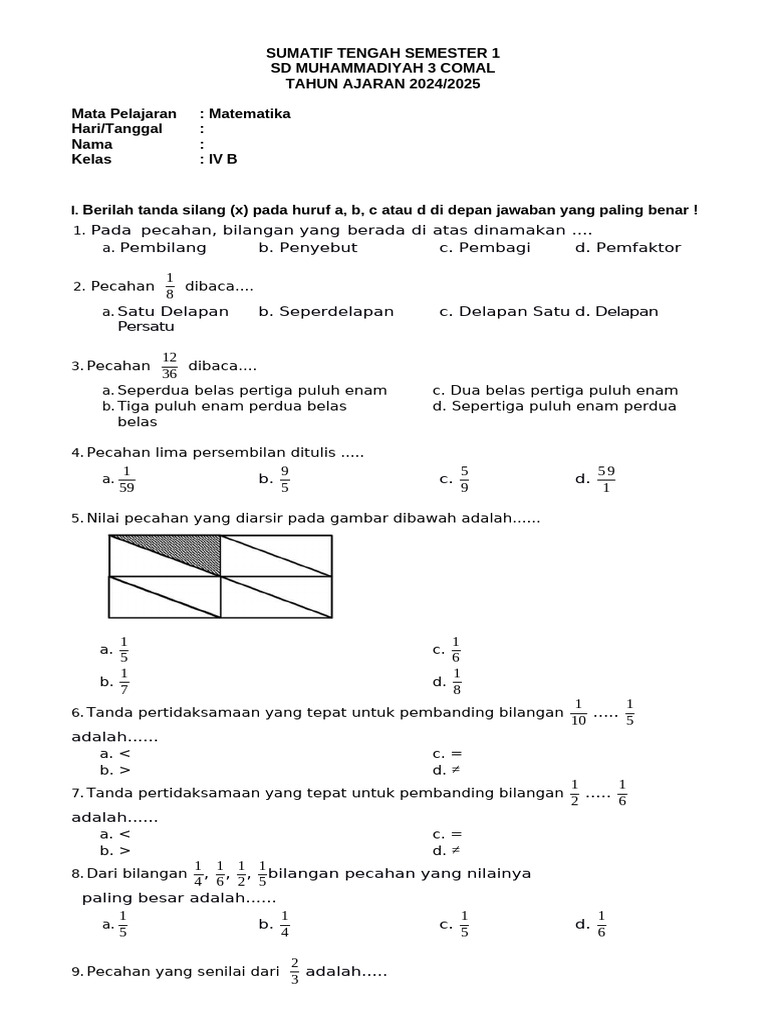 Rahasia Lulus Nilai Sempurna dengan Contoh Soal UTS Semester 1 Kelas 4 K13 Matematika