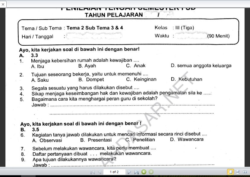 Rahasia Skor Sempurna Soal Penilaian Harian Tema 4 Subtema 3 Kelas 1 yang Wajib Tahu