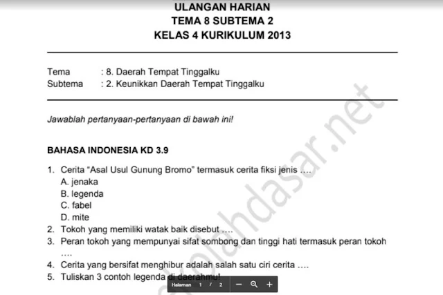 Wajib Tahu Rahasia Skor Sempurna soal penilaian harian tema 8 subtema 2 kelas 4